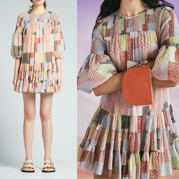 Cinq à Sept Patchwork Billowed Sleeve Rika Dress - Size 4 - NWT - Picture 1 of 10